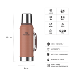 Termo Stanley Clasico Con Manija Y Tapon Cebador | 950 ml.
