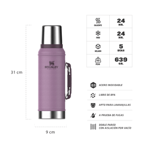 Termo Stanley Clasico Con Manija Y Tapon Cebador | 950 ml.